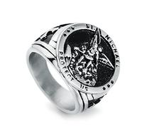 RZRPYFMM Saint Michael Archangel Signet Ring Men And Women Stainless Steel Amulet Catholic Punk Rock Creative Jewelry Gift,Silver,12