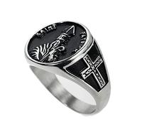 RZRPYFMM Saint Patrick's Patron Saint Ring Vintage Stainless Steel Prayer Healing Ring Men's Women's Catholic Jewelry Ring,Silver,8