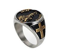 RZRPYFMM Saint Patrick's Patron Saint Ring Vintage Stainless Steel Prayer Healing Ring Men's Women's Catholic Jewelry Ring,Multi colored,7