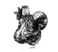 RZRPYFMM Skull Ring Satan Goat Skull Ring Men's Stainless Steel Motorcycle Ring Men's Punk Gothic Ring Size 7-13,Silver,12