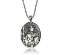 RZRPYFMM Spartan Warrior Pure Tin Necklace Pendant Spartan Mask Pendant Necklace Warrior Streetman Viking Shield Jewelry,Silver,60