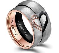 RZRPYFMM Two-Piece Stainless Steel Couple Ring His And Her True Love Commitment Ring Wedding Engagement Ring, 6 Mm,Silver,9