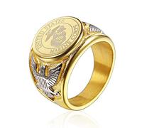 RZRPYFMM US Army Badge Eagle Ring Stainless Steel Men's Ring Eagle Logo Personality Ring Soldier Daily Accessories,Gold,13