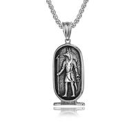 RZRPYFMM Viking Anubis Stainless Steel Necklace Retro Jackal God Pendant Ancient Egyptian God Pendant Necklace Hip Hop Locomotive Band Jewelry,Silver,3mm*600mm
