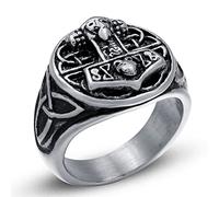 RZRPYFMM Viking Jewelry Men's Stainless Steel Viking Thor's Hammer Ring/Wolf Head Ring Valknut Warrior's Gothic Jewelry,Black,11
