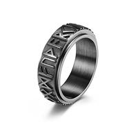 RZRPYFMM Viking Rune Stainless Steel Rotating Ring Nordic Symbols Pagan Celtic Wedding Ring Scandinavian Men's And Women's Jewelry,Black,11