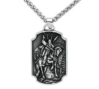RZRPYFMM Viking Tree of Life Pendant Necklace Nordic Spartan Warrior Stainless Steel Pendant Necklace Odin War Horse Jewelry,Silver,60
