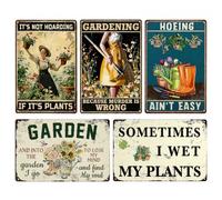 Rzspher 5Pcs Garden Signs Decorations, Unique Gardening Gifts for Women | 20 x 30 cm Retro Funny Gardening Sign, Flower Plant Wall Decor for Mother's Grandmas and Plant Lovers