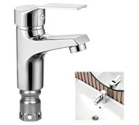 Rzspher Modern Basin Tap, Single Lever Bathroom Faucet with Fixed Feet, Basin Mixer Taps with Hot and Cold Water for Traditional Bathrooms Chrome
