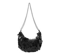 RZTA Women's Glitter Clutch Evening Handbags Sparkly Clutch Triangle Purse for 1920s Party Prom Wedding, C1 Black