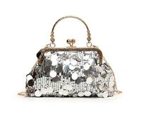 RZTA Women's Glitter Clutch Evening Handbags Sparkly Clutch Triangle Purse for 1920s Party Prom Wedding, D2 Silver