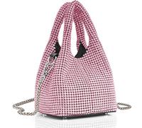 RZTA Women's Glitter Clutch Evening Handbags Sparkly Clutch Triangle Purse for 1920s Party Prom Wedding, B1 Pink, Small (Width: 4.92 inches, Height: 5.9 inches)