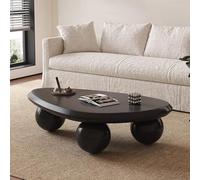 RZTPYS Cloud Coffee Table Irregular Coffee Tables for Living Room, Modern Cute Coffee Table Unique Coffee Tables with 3 Ball Legs for Living Room, Home Office, Farmhouse,Black oval,39.4 in