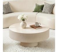 RZTPYS Modern Round Wood Coffee Table for Living Room, Milky White 78.5cm