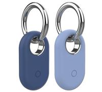 Rzttwl 2 Pack Holder Case Compatible with Samsung Galaxy SmartTag 2, Silicone GPS Tracker for Samsung Tag 2 with Key Ring, Anti-Lost Tag2 Protective Case for Keys(Blue,Blue)