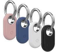 Rzttwl 4 Pack Holder Case Compatible with Samsung Galaxy SmartTag 2, Silicone GPS Tracker for Samsung Tag 2 with Key Ring, Anti-Lost Tag2 Protective Case for Keys(Black,White,Pink,Blue)