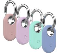 Rzttwl 4 Pack Holder Case Compatible with Samsung Galaxy SmartTag 2, Silicone GPS Tracker for Samsung Tag 2 with Key Ring, Anti-Lost Tag2 Protective Case for Keys(Green,Pink,Purple,Blue)