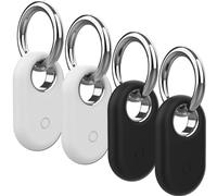 Rzttwl 4 Pack Holder Case Compatible with Samsung Galaxy SmartTag 2, Silicone GPS Tracker for Samsung Tag 2 with Key Ring, Anti-Lost Tag2 Protective Case for Keys(Black,Black,White,White)