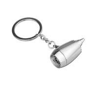 Rztxntp Airplane Engine Keychain - Zinc Alloy Die-Cast Aviation Theme Key Ring, Polished Black & Silver Finish, Pilot Gift, Travel Enthusiast Accessories (2 Size Options) (Silver)