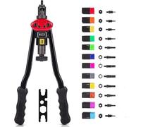 RZX 16" Rivet NUT Tool Hand Blind Riveter,RIVNUT Riveting Tools with Nut Setting System M3 M4 M5,m6,m8,m10 M12, 10-24, 1/4-20, 5/16-18,3/8-16,1/2-13 Totally 12 mandrels