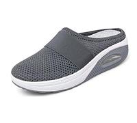 RZYW Orthopedic Shoes for Women Air Cushion Slippers Slip-On Walking Breathable Mesh Sandals Non-Slip Mule Platform Mesh Sneaker footwear Diabetic Walking Sandals,dark gray,42