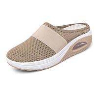 RZYW Orthopedic Shoes for Women Air Cushion Slippers Slip-On Walking Breathable Mesh Sandals Non-Slip Mule Platform Mesh Sneaker footwear Diabetic Walking Sandals,khaki,36