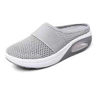 RZYW Orthopedic Shoes for Women Air Cushion Slippers Slip-On Walking Breathable Mesh Sandals Non-Slip Mule Platform Mesh Sneaker footwear Diabetic Walking Sandals,gray,38