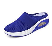 RZYW Orthopedic Shoes for Women Air Cushion Slippers Slip-On Walking Breathable Mesh Sandals Non-Slip Mule Platform Mesh Sneaker footwear Diabetic Walking Sandals,dark blue,41
