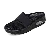 RZYW Orthopedic Shoes for Women Air Cushion Slippers Slip-On Walking Breathable Mesh Sandals Non-Slip Mule Platform Mesh Sneaker footwear Diabetic Walking Sandals,black,35