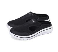 RZYW Women's Air Cushion Slip-On Walking Shoes Non Slip Breathable Lightweight Casual Sneaker Shoes Orthopedic Diabetic slipper ladies Sandals with Arch Support,black,46