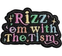 R'zz Em with The Tism Patch 3 Inches Autism Awareness, Introversion, Depression, Hook and Loop Embroidery Fabric Applique Patches for Trucker Hats Clothes Backpack DIY Accessories Gifts Mom Friend
