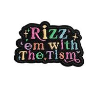 R'zz Em with The Tism Patch 3 Inches Funny Autism Awareness, Introversion Humor Iron On/Sew On Embroidery Fabric Applique Patches for Trucker Hat Clothes Backpack DIY Accessories Friend Mom Gift