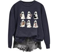 (S, 004* Dark Gray) Halloween Sweatshirts for Women UK Ladies Tops Funny Graphic Oversized Pullover Sweatshirt Ghost Print Fall Shirts Loose Blouse Baggy Jumper Hoodie Tr