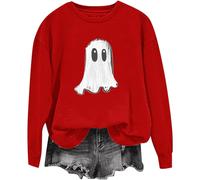(S, 007* Red) Halloween Sweatshirts for Women UK Ladies Tops Funny Graphic Oversized Pullover Sweatshirt Ghost Print Fall Shirts Loose Blouse Baggy Jumper Hoodie Tr