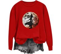 (S, 009* Red) Halloween Sweatshirts for Women UK Ladies Tops Funny Graphic Oversized Pullover Sweatshirt Ghost Print Fall Shirts Loose Blouse Baggy Jumper Hoodie Tr