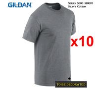 (S) 10 Packs Gildan T-SHIRT Basic Tee S - 5XL Small Big Men Heavy Cotton (Graphite Heather)