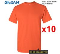 (S) 10 Packs Gildan T-SHIRT Basic Tee S - 5XL Small Big Men Heavy Cotton (Orange)