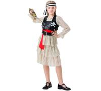 (S(110-120cm)) Girls' Pirate Costume for Kids - Halloween Dress-Up Outfit for Cosplay & Stage Performances