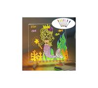 (S - 15x15CM) Led Note Board With 7 Colors Pen, Glowing Acrylic Dry Erase Board With Led Light