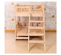 s 2-Tier Wood Kennel With Stairs Steps Indoor Wooden Dog/Cat House Pet Cat Bed Solid Wood All Seasons (Color : A, Size : 53X38X98CM)