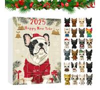 s - 2025 Holiday French Bulldog, Acrylic Pendant Ornament Countdown, Cute Dog Themed Daily Surprise, 24 Window Decoration Hangable Gift, Wall Window Door Tree Party Decor