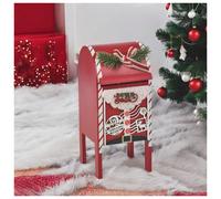 URBNLIVING Christmas Xmas Wooden Letter Mail Box Santa Arched Decorative Red Table Ornament Festive Holiday Farmhouse Home Décor Small or Large (Small)