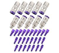 S-314VKIT Kit Fit for Milton Hi-Flo V Style 1/4", High Flow Air Fittings | Purple, 5 Female NPT Threads,5 Female Couplers, 15 Male NPT Threads, 10 Male Plugs
