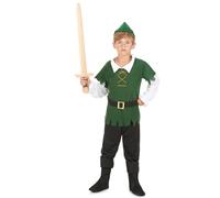(S 4-6 years (110-120 cm)) Black and green woodland boy costume