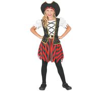 (S 4-6 years (110-120 cm)) Black and red pirate costume for girls