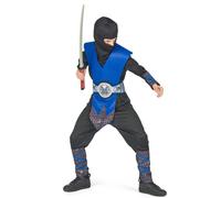 (S 4-6 years (110-120 cm)) Blue and gray ninja costume for boys
