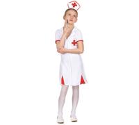 (S 4-6 years (110-120 cm)) Red and white nurse costume for girls