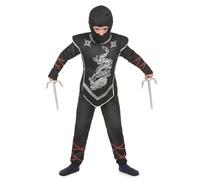 (S 4-6 years (110-120 cm)) Silver dragon ninja costume for boys