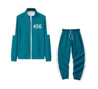 (S, 456) Squid Game Jacket n Pants Unisex Costumes Cosplay Digital 456 Printing Pocket Sweatshirts Set