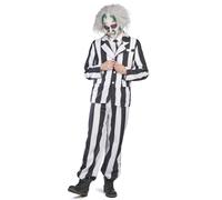 (S (46-48)) Men's Black and White Striped Ghost Costume